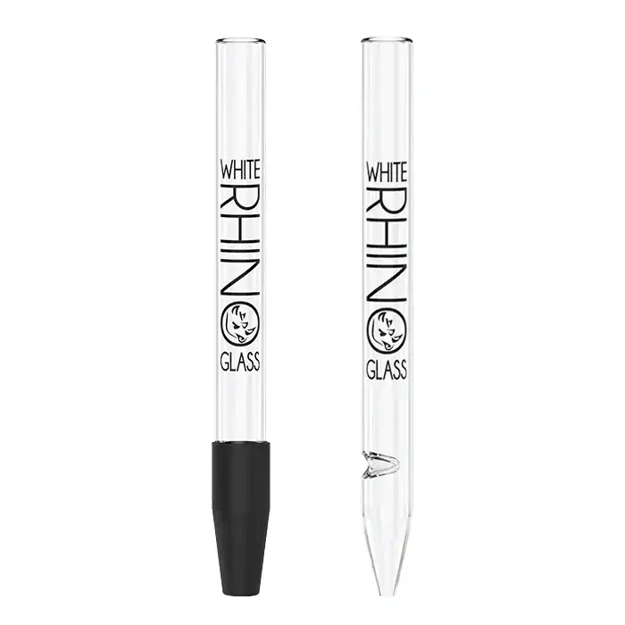 White Rhino Pyrex Glass Straw With Silicone Cap (NS1001) | 25 Count Display product image